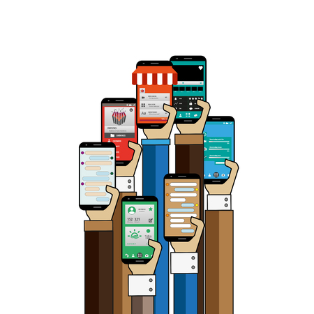 Smartphone modern concept for web banners, websites, infographicsのイラスト素材