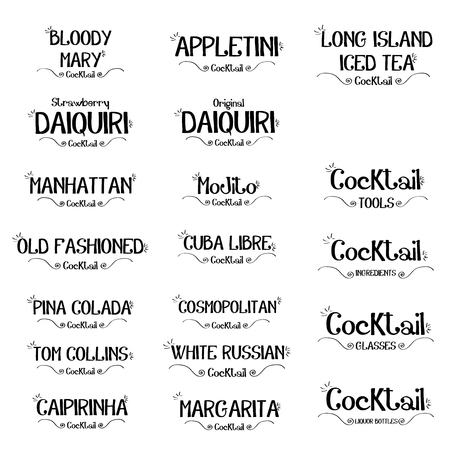 Set of cocktails  for restaurants and bar business vector illustrationのイラスト素材