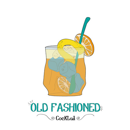 Old fashioned cocktail bar illustration for businessのイラスト素材