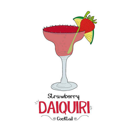 Strawberry Daiquiri cocktail bar for businessのイラスト素材