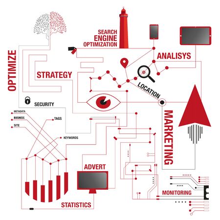 Search engine optimization network mapのイラスト素材