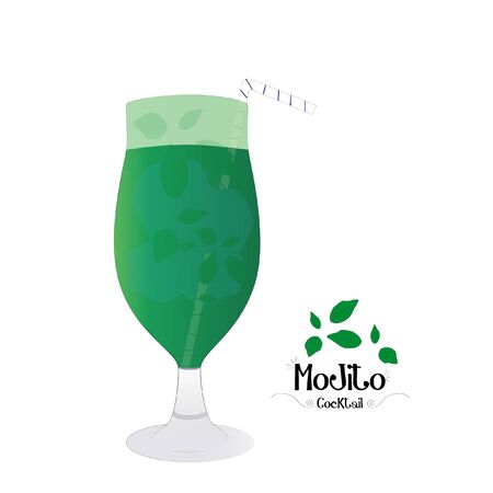 Rum and mint cocktail graphic illustrationのイラスト素材