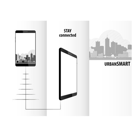 Technology triptych smartphone design for businessのイラスト素材