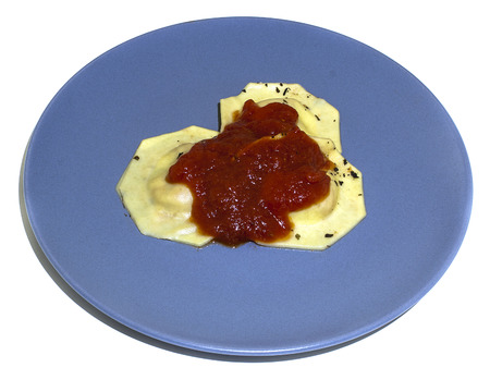 raviollis of delicuous dish with tomato sauceの写真素材