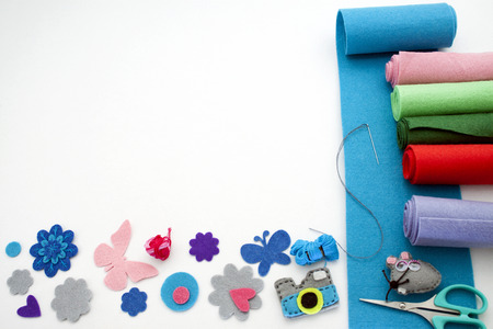 different embelisments and pieces of felt working as a kind of frameの写真素材