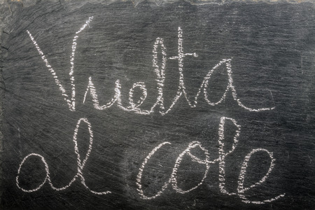 a horizontal view of a back to school text in spanishの写真素材