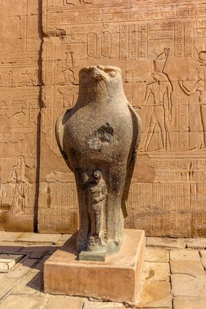 a vertical view of Horus at the entrance of the Temple of Edfu. Nubia, Egypt.の写真素材