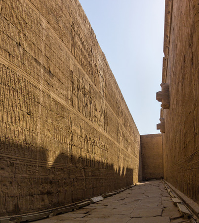 a detail view of the temple of Horus in Edfu, Egyptの写真素材