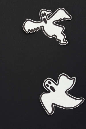 a overhead view of a scene of drawing halloween decorations: ghostsの写真素材