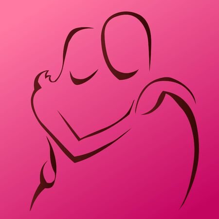 A simple design of a man and woman with their arms around each other. のイラスト素材