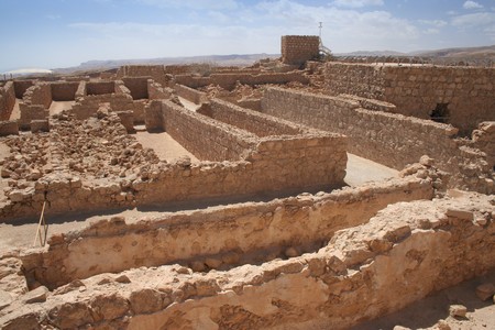 A view of the Masada ruins in Israelの写真素材