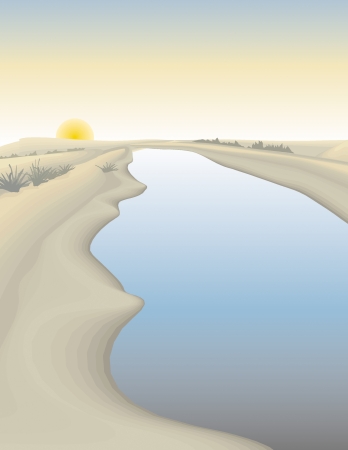 landscape river extensive with the sun shiningのイラスト素材