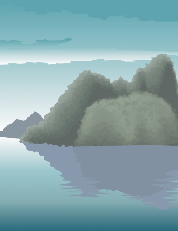landscape green hill with a the breadth of the oceanのイラスト素材