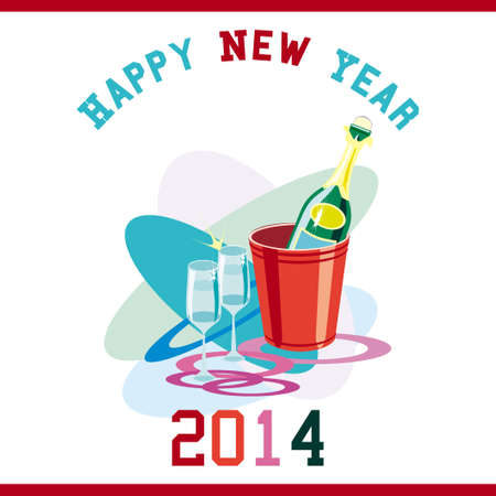 happy new year with a drinkのイラスト素材