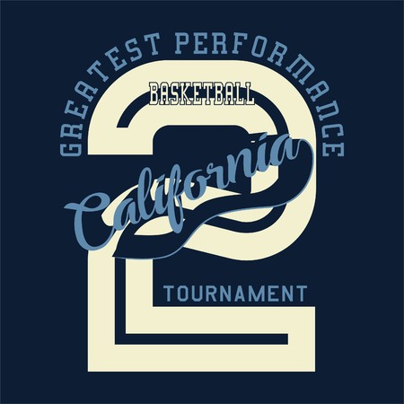 Design letters and numbers basketball california tournament for t-shirtsのイラスト素材