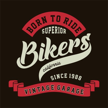 Design letters and numbers born to ride for t-shirtsのイラスト素材
