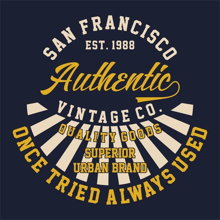Design alphabet and numbers Graphic SAN FRANCISCO AUTHENTIC VINTAGE for t-shirtsのイラスト素材