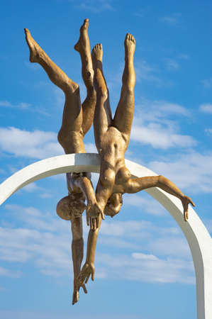 PITSUNDA, ABKHAZIA, SEPTEMBER 06, 2020: Famous sculptural composition The Sea in the center part of Pitsunda.のeditorial素材