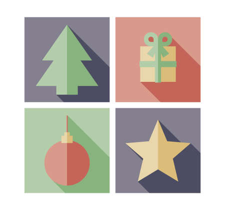 Long shadow Christmas Iconsのイラスト素材