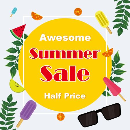Summer sale discount promo abstract background template design vector.のイラスト素材