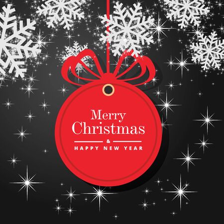 Christmas and Happy New Year greeting card background. Xmas ball on winter landscape decoration designのイラスト素材