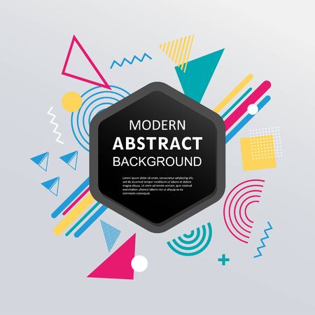 Modern geometric abstract pattern color full design with square badge.   Use for background modern design, template, cover, decorated, brochure, flyer.のイラスト素材