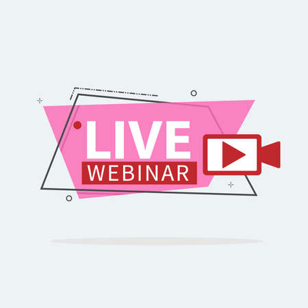 Live Webinar Button, icon, emblem label Vector illustration flat linear badge and banner, scroll, sticker, ribbon, embem, poster.のイラスト素材