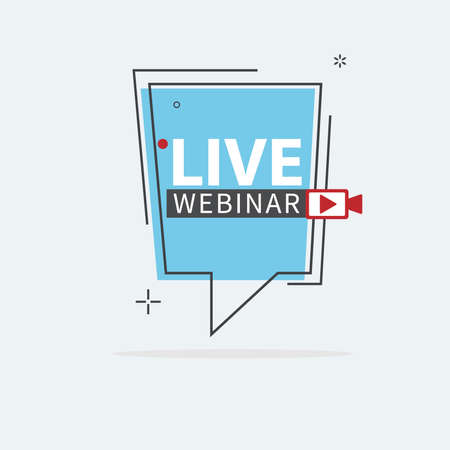 Live Webinar Button, icon, emblem label Vector illustration flat linear badge and banner, scroll, sticker, ribbon, embem, poster.のイラスト素材