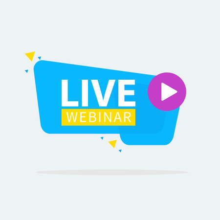 Live Webinar Button, icon, emblem label Vector illustration flat linear badge and banner, scroll, sticker, ribbon, embem, poster.のイラスト素材