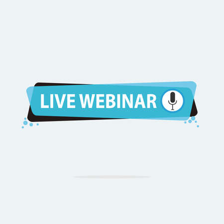 Live Webinar Button, icon, emblem label Vector illustration flat linear badge and banner, scroll, sticker, ribbon, embem, background, poster.のイラスト素材
