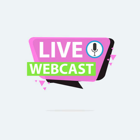 Live Webinar Button, icon, emblem label Vector illustration flat linear badge and banner, scroll, sticker, ribbon, embem, background, poster.のイラスト素材