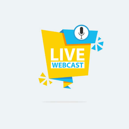Live Webinar Button, icon, emblem label Vector illustration flat linear badge and banner, scroll, sticker, ribbon, embem, background, poster.のイラスト素材