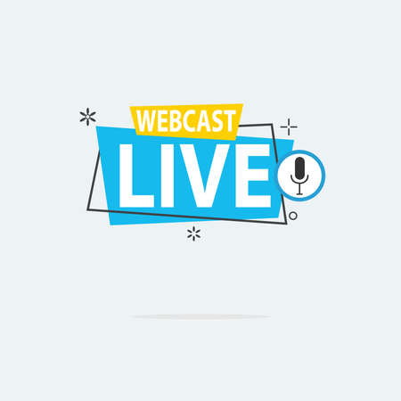 Live Webinar Button, icon, emblem label Vector illustration flat linear badge and banner, scroll, sticker, ribbon, embem, background, poster.のイラスト素材