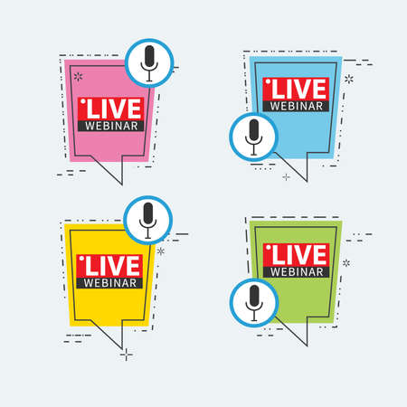 Live Webinar Button, icon, emblem label Vector illustration flat linear badge and banner, scroll, sticker, ribbon, embem, background, poster.のイラスト素材