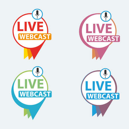 Live Webinar Button, icon, emblem label Vector illustration flat linear badge and banner, scroll, sticker, ribbon, embem, background, poster.のイラスト素材