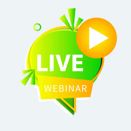 Live Webinar Button, icon, emblem label gradient Vector illustration flat linear badge and banner, scroll, sticker, ribbon, embem, poster.のイラスト素材