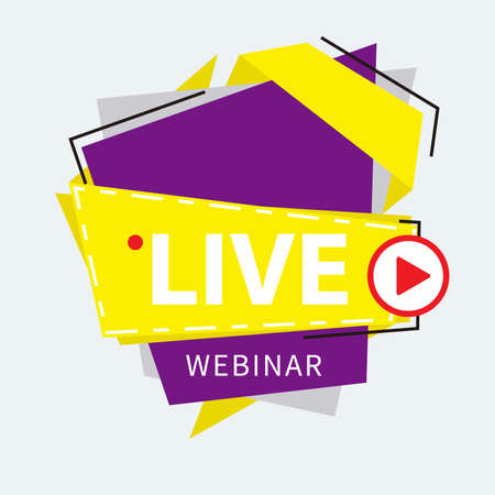 Live Webinar Button, icon, emblem label gradient Vector illustration flat linear badge and banner, scroll, sticker, ribbon, embem, poster.のイラスト素材
