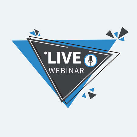 Live Webinar Button, icon, emblem label gradient Vector illustration flat linear badge and banner, scroll, sticker, ribbon, embem, poster.のイラスト素材