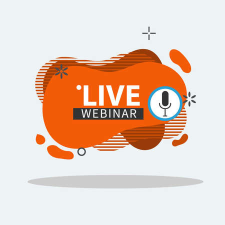 Live Webinar liquid Button, icon, fluid, emblem label gradient Vector illustration flat linear badge and banner, scroll, sticker, embem, poster.のイラスト素材