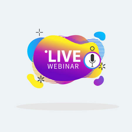 Live Webinar liquid Button, icon, fluid, emblem label gradient Vector illustration flat linear badge and banner, scroll, sticker, embem, poster.のイラスト素材