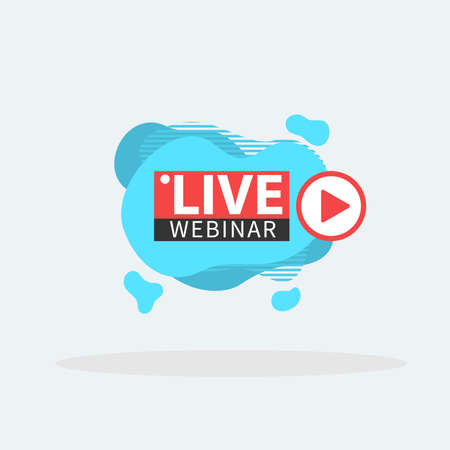 Live Webinar liquid Button, icon, fluid, emblem label gradient Vector illustration flat linear badge and banner, scroll, sticker, embem, poster.のイラスト素材