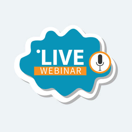 Live Webinar Button, icon, emblem label gradient Vector illustration flat linear badge and banner, bubble, scroll, text speech, sticker, ribbon, embem, poster.のイラスト素材