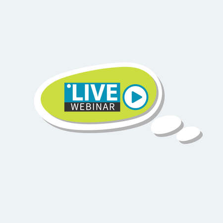 Live Webinar Button, icon, emblem label gradient Vector illustration flat linear badge and banner, bubble, scroll, text speech, sticker, ribbon, embem, poster.のイラスト素材