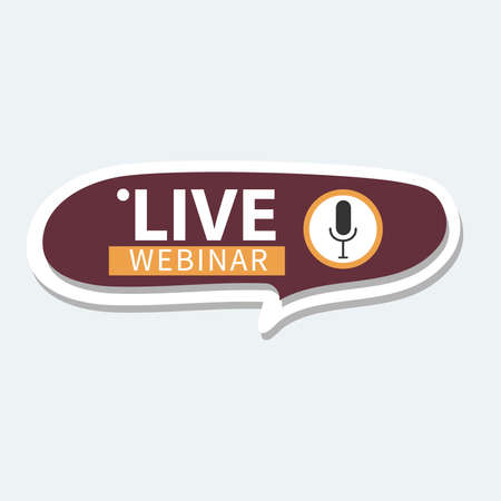 Live Webinar Button, icon, emblem label gradient Vector illustration flat linear badge and banner, bubble, scroll, text speech, sticker, ribbon, embem, poster.のイラスト素材