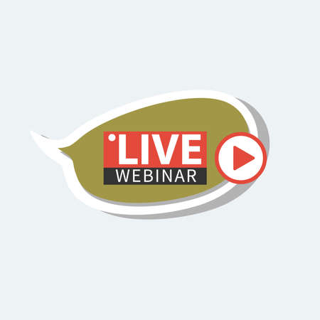 Live Webinar Button, icon, emblem label gradient Vector illustration flat linear badge and banner, bubble, scroll, text speech, sticker, ribbon, embem, poster.のイラスト素材