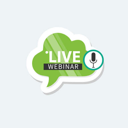 Live Webinar Button, icon, emblem label gradient Vector illustration flat linear badge and banner, scroll, text balloons, sticker, ribbon, embem, poster.のイラスト素材