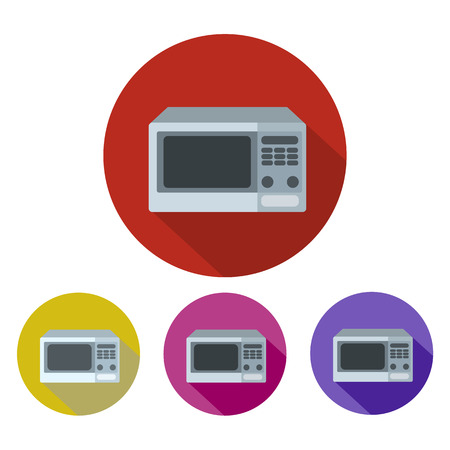 microwave icon in flat style with long shadow, isolated vector illustration on red backgroundのイラスト素材