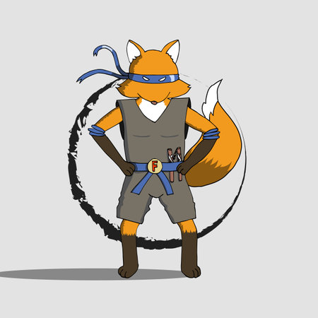 Fox wearing ninja costume cartoon vector illustration EPS10のイラスト素材