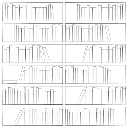 Seamless pattern with books on bookshelvesのイラスト素材