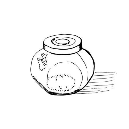 Sketch of closed glass jar vector illustrationのイラスト素材